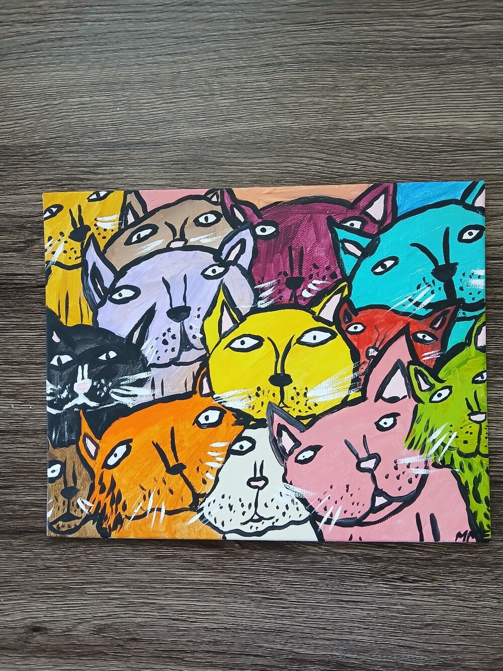 Cats Folk Art Painting